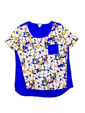 NWOT J. Crew Floral Blouse Medium Blue Peach White